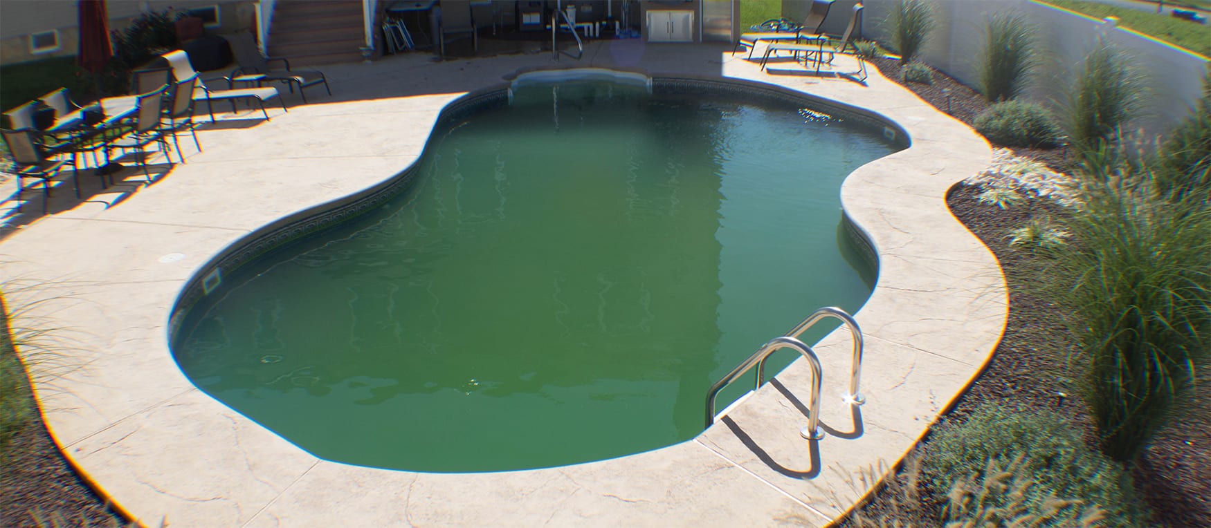 Green Algae filled inground pool